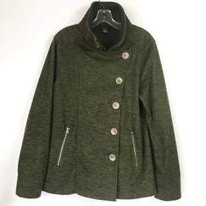 Prana Womens XL Martina Jacket Heathered Green Knit Softshell Full Zip Button - Picture 1 of 8