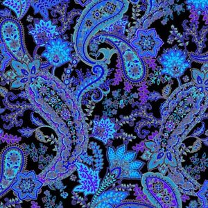 Michael Miller Fabric - Opulent Paisley - 100% Cotton Fabric - MMDM10571BLUE