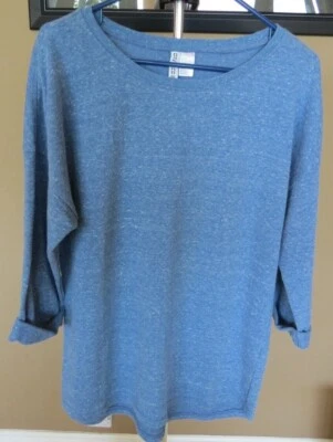 УМЕНЬШЕННЫЙ H & M разделенный Sz M синий 3/4 рукав полиэстер хлопок повседневный Топ манжеты рукав - Изображение 1 из 4