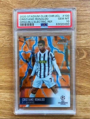 2020 Stadium Club Chrome UCL Cristiano Ronaldo Orange/Blue Electric 01/10 PSA 10 - Image 1 of 2