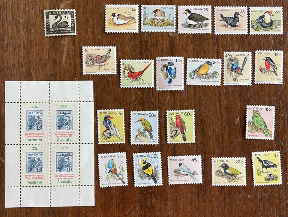 Lote misto de selos de pássaros AUSTRÁLIA, sem marca de charneira lote 38 - Imagem 1 de 1