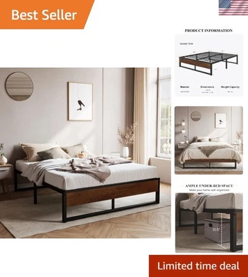 Каркас кровати-платформы деревенский 14 дюймов полуторный - пружинный ящик не требуется и устойчив к выцветанию - Изображение 1 из 4