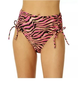 Salt + Cove Juniors’ Mane Event Cinched High-Waist Bikini Bottoms Hot Pink Large - Picture 1 of 3