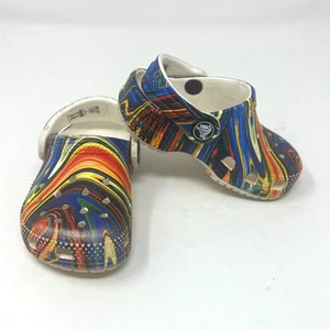 Iconic Comfort Crocs Baby Marbled Tie Dye Shoe Sz C5 Multicolored Trendy - Picture 1 of 7