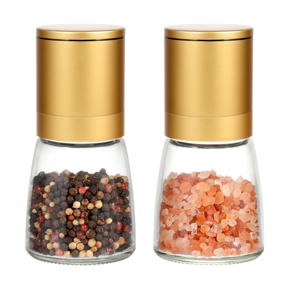 Molinillo de sal y pimienta de oro - Especias de latón de cerámica de tosquedad ajustable... Foto 1 de 4