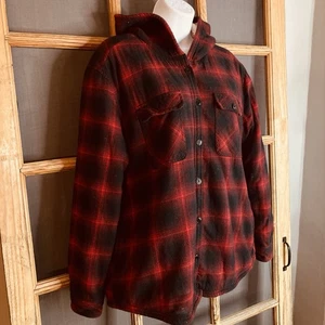 Boston Trader Women's Red Plaid Sherpa Lined Heavy Hoodie Size L Quilt & Fleece - Picture 1 of 16