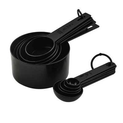 10pcs Measuring Cups and Spoons Set with Stainless Steel Handles Baking Kitchen - Image 1 of 4