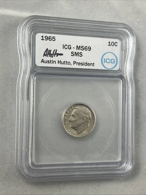 1965 SMS Roosevelt Dime 10¢ ICG MS 69 TOP POP New White Label Hutto Signed! #9 - Image 1 of 4