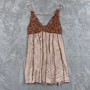 Intimate Free People Minikleid Rosegold Pailletten fließend Party Glitzer S - Bild 1 von 10