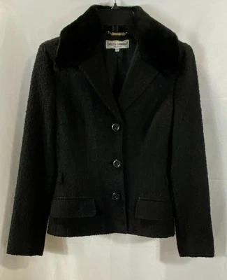 Dolce & Gabbana Women Black Faux Fur Collared Waistcoat Sz42 - Image 1 of 4