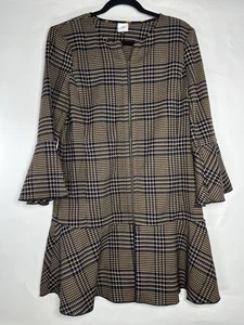 Cabi New Flounce Jacket #3902 Tan Brown Navy Tartan Plaid Size S Fall Classic - Picture 1 of 10