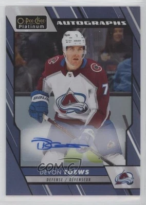 2023-24 O-Pee-Chee Platinum Blue Rainbow Auto Devon Toews #BA-DT - Image 1 of 3