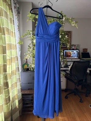 Bill Levkoff Blue One Shoulder Ball Gown Formal Dress Size 10 Excellent - Image 1 of 4