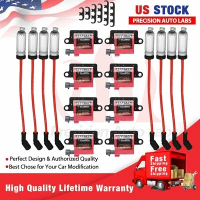 Square Ignition Coil & Spark Wire For Chevrolet GMC 5.3/6.0/8.1L 4.8L D581 UF271 - Image 1 of 4