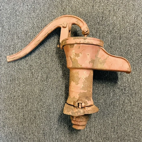 Vintage Wadsworth Red Water Well Pump Cast Iron Metal Made USA Cover