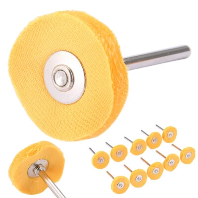 10 x 25mm Round Polishing Buffing Cloth Wheel Brush Rotary Pad Tool 3mm Shank - Image 1 of 4