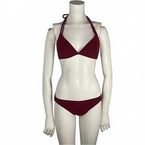 DKNY Y2K Swim Maroon Triangle Top Bikini Swimsuit - Picture 1 of 7