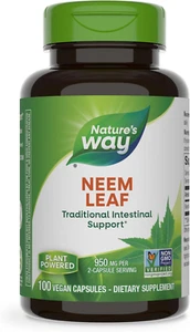 Neem Leaf Capsules – Intestinal Support – 950mg, 100 Vegan Caps - Picture 1 of 12