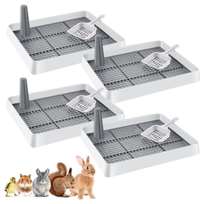 Ziliny 4 Pack Bunny Litter Box with Toilet Tray Scoop Guinea Pig Litter Pan(NEW)