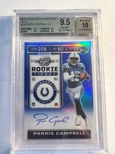 PARRIS CAMPBELL BGS 9.5 AUTO /75 2019 OPTIC CONTENDERS BLUE ROOKIE TICKET COLTS - Picture 1 of 3