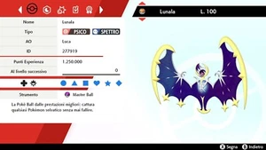 Lunala 6 IV Battle Ready + Masterball Pokemon Sword Shield, Pokemon Spada Scudo - Picture 1 of 3
