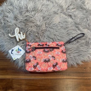 Kalencom Diaper Clutch Bag Changing Pad Orange Floral New - Picture 1 of 7