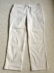 Womens Pants-TALBOTS-beige stretch elastic waist pull on slim cropped-12P - Picture 1 of 4