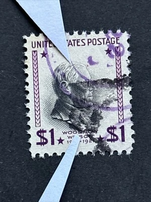 54519 US Stamp Sc832 $1 Center Shift Down Error Used NH EFO Nice Clean - Image 1 of 2