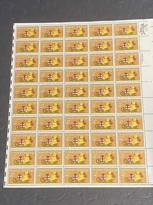 Scott #1940 Teddy Bear on Sleigh Plate Block of 50 Stamps - MNH - Image 1 of 4