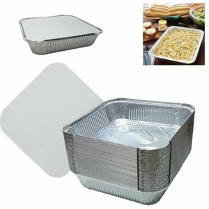 Contenitori per alimenti 9""x9"" NO9 GRANDE FOGLIO DI ALLUMINIO CON COPERCHI FORNO DA ASPORTO - Foto 1 di 6