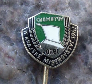1967 National Czech 4th Agricultural Ploughing Competition Chomutov Pin Badge - Picture 1 of 3