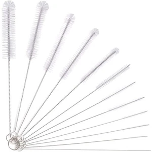 Reinigungsbürste Set 12tlg Weiß Nylon Flaschen Teekanne Kaffeevollautomat - Bild 1 von 2