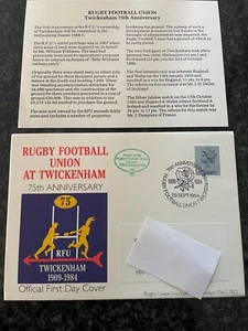 STAMPS GB: COMMEMORATIVE COVER 75th ANNIVERSARY RFU TWICKENHAM 1984 - Picture 1 of 1