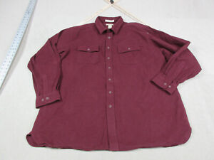 LL Bean Shirt Mens XXL 2XL Tall Purple Maroon Flannel Button Up Chamois Shacket