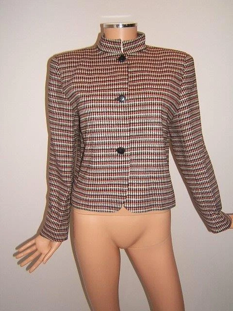 GIORGIO ARMANI 10 сплетенный шерсти красный черный дизайнерская женская винтажная куртка блейзер - Изображение 1 из 1