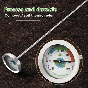 50cm Stainless Steel Compost Soil Thermometer Celsius Measuring 40-180℉ Garden - Picture 1 of 9