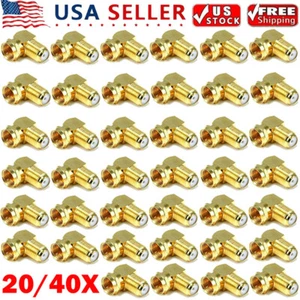 20/40x 90° Right Angle Gold Plated F RG59 RG6U Coaxial Coax Connector Adapter - Picture 1 of 17