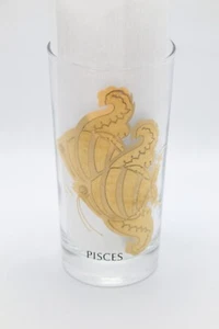 Vintage MCM Fische Anchor Hocking Sternzeichen Glas Longdrinkbecher - Gold - Bild 1 von 7