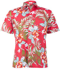 Tropical KALEO Retro FRANGIPANI Hibiskus HERREN Shirt HAWAIIHEMD Rot Rockabilly