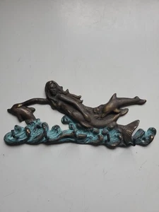 SPI Cast Bronze Mermaid And Dolphin Wall Hook Rack - Picture 1 of 6