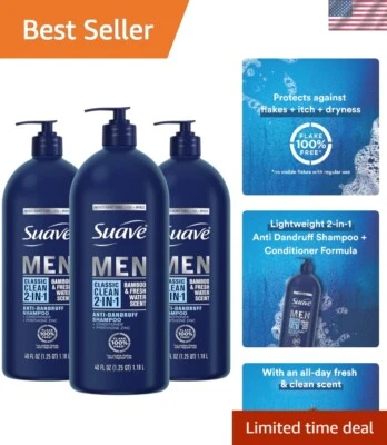 Gentle 2 in 1 Anti-Dandruff Shampoo & Conditioner for Men – Bamboo Fresh, 3-Pack - Image 1 of 4