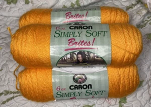 Caron Simply Soft Brites Yarn #9605 MANGO 6oz Crochet Knitting 3PK - Picture 1 of 7