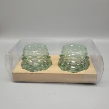 Green Tint Clear Pine Cone Shaped Glass Votive Candle Holder Set
