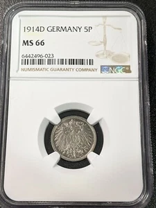 1914 D MS66 Germany 5 Pfennig NGC KM 11 Scarce Condition! - Picture 1 of 2