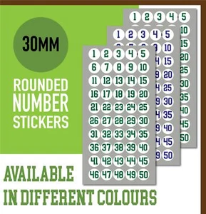1-50 Numbers Circle Stickers Numbered 30mm Round Sticky Labels - Picture 1 of 9