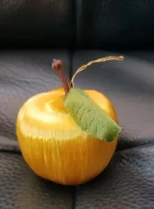 Golden Apple Nylon Thread & Styrofoam Christmas Ornament - Picture 1 of 7