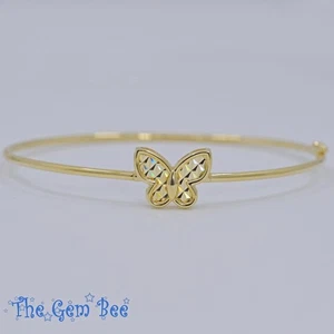 10k massiver Gelbgold Schmetterling offener Armreif 7 Zoll Handgelenk italienische Handwerkskunst - Bild 1 von 9