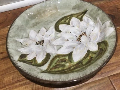 Tabletops Gallery Waterloo Ceramic 11” dinner plate Hand Painted Flowers - Image 1 of 4