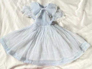 Abito vintage trasparente gonna intera anni 60 nylon organza bambino blu cravatta vita pizzo tg 6 punti - Foto 1 di 5