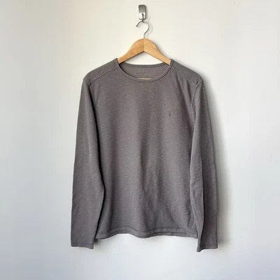 Camisa AllSaints Clash LS Crew para hombre L tejido gofre térmica gris topo 100 % algodón Foto 1 de 4